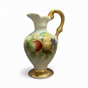 Vintage UCAGCO Miniature Pitcher Vase Hand Painted Fruit Japan Ceramic